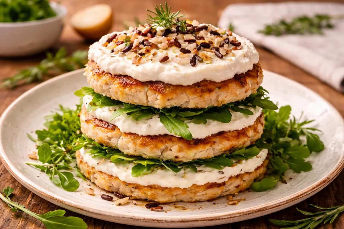 Chicken 'Tiramisu': Savory Layered Patties with Mascarpone