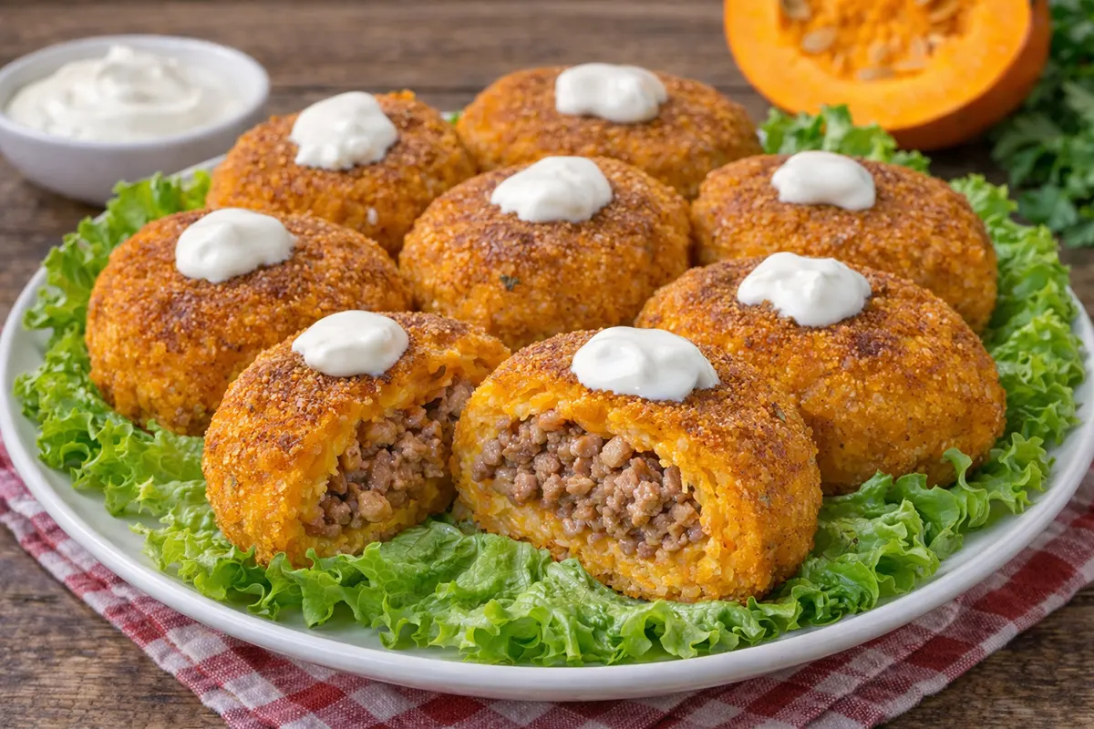 Pumpkin Cutlets Stuffed with Savory Ground Meat