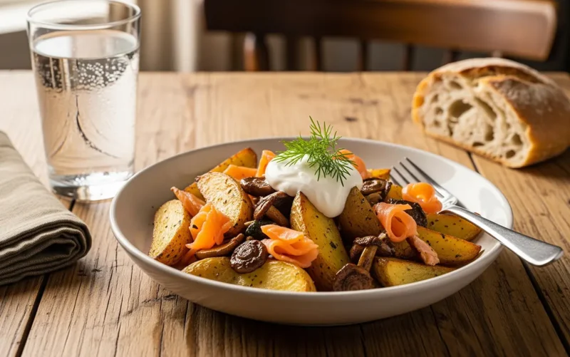 Smoked Salmon and Mushroom Potato Bowl