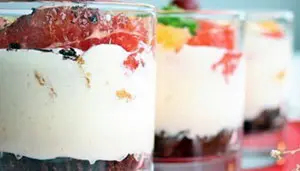 Ice cream with fruits from compote
