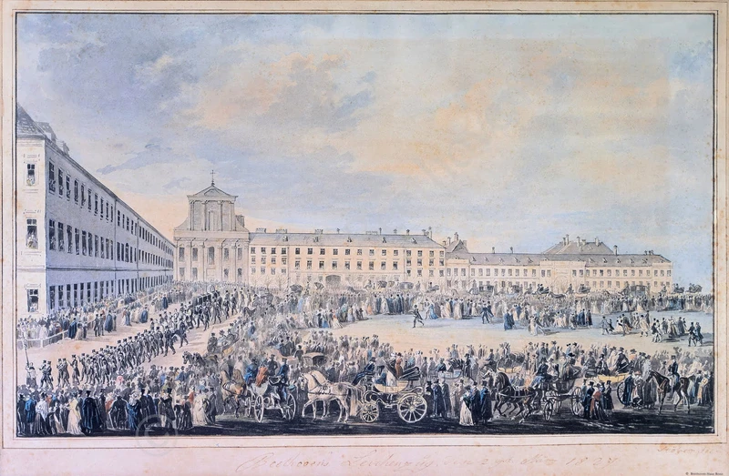 Beethoven’s funeral procession: watercolor by FX Stoeber