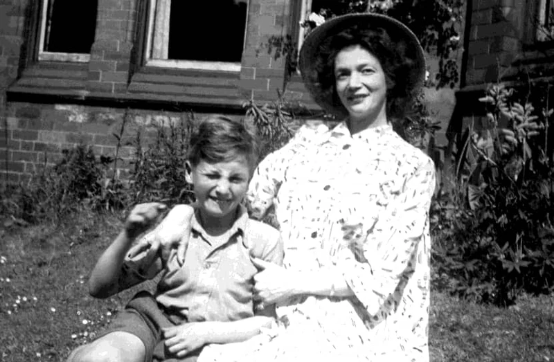 John with his mother