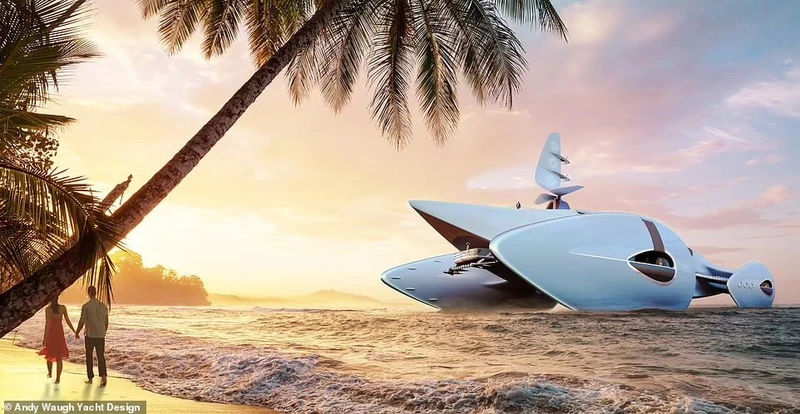 A wonder catamaran resembling a vintage car.