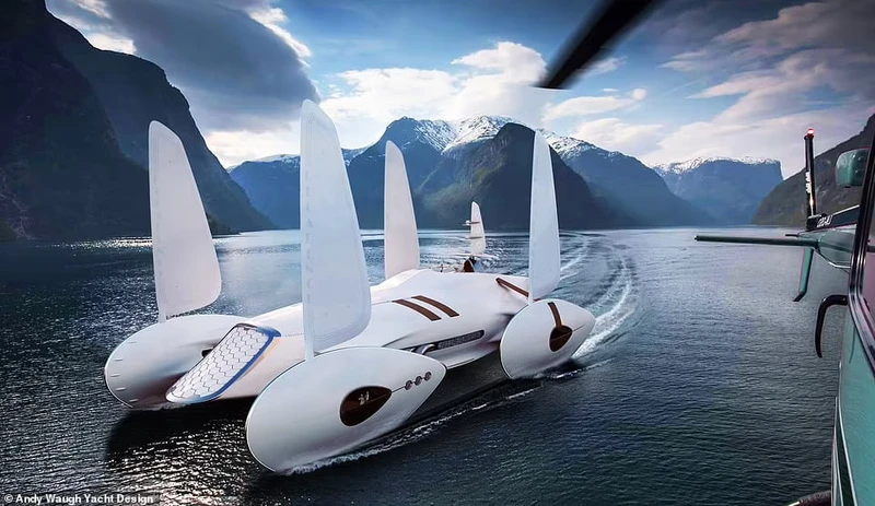 A wonder catamaran resembling a vintage car.