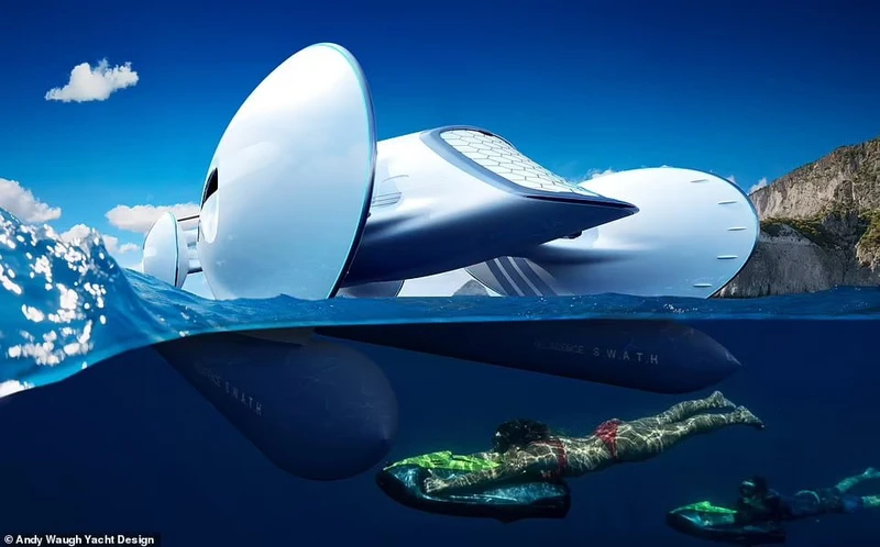 A wonder catamaran resembling a vintage car.