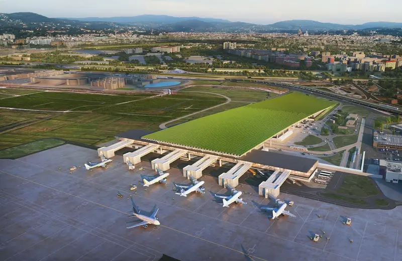 Florence Airport will set up a vineyard on its roof and produce wine.