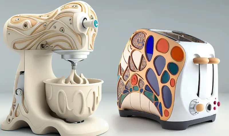 Gaudí's Hypnosis: Artificial Intelligence Depicts Household Appliances in the Style of the Renowned Architect.