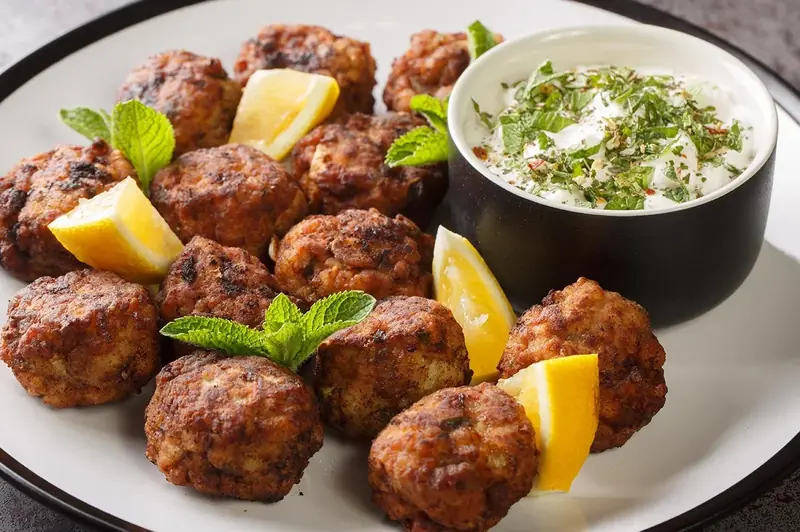 Greek recipe for hot days: keftedes and tzatziki.