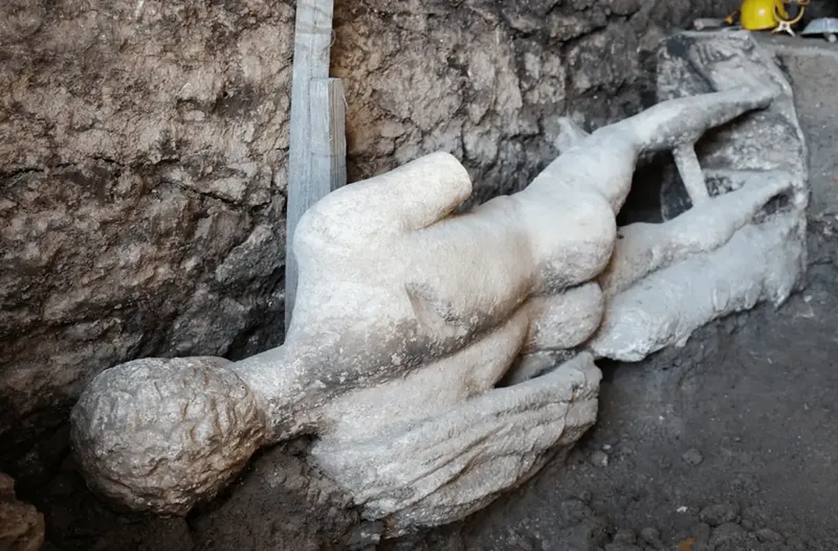 A statue of the god Hermes was uncovered in the ancient Roman sewer system.