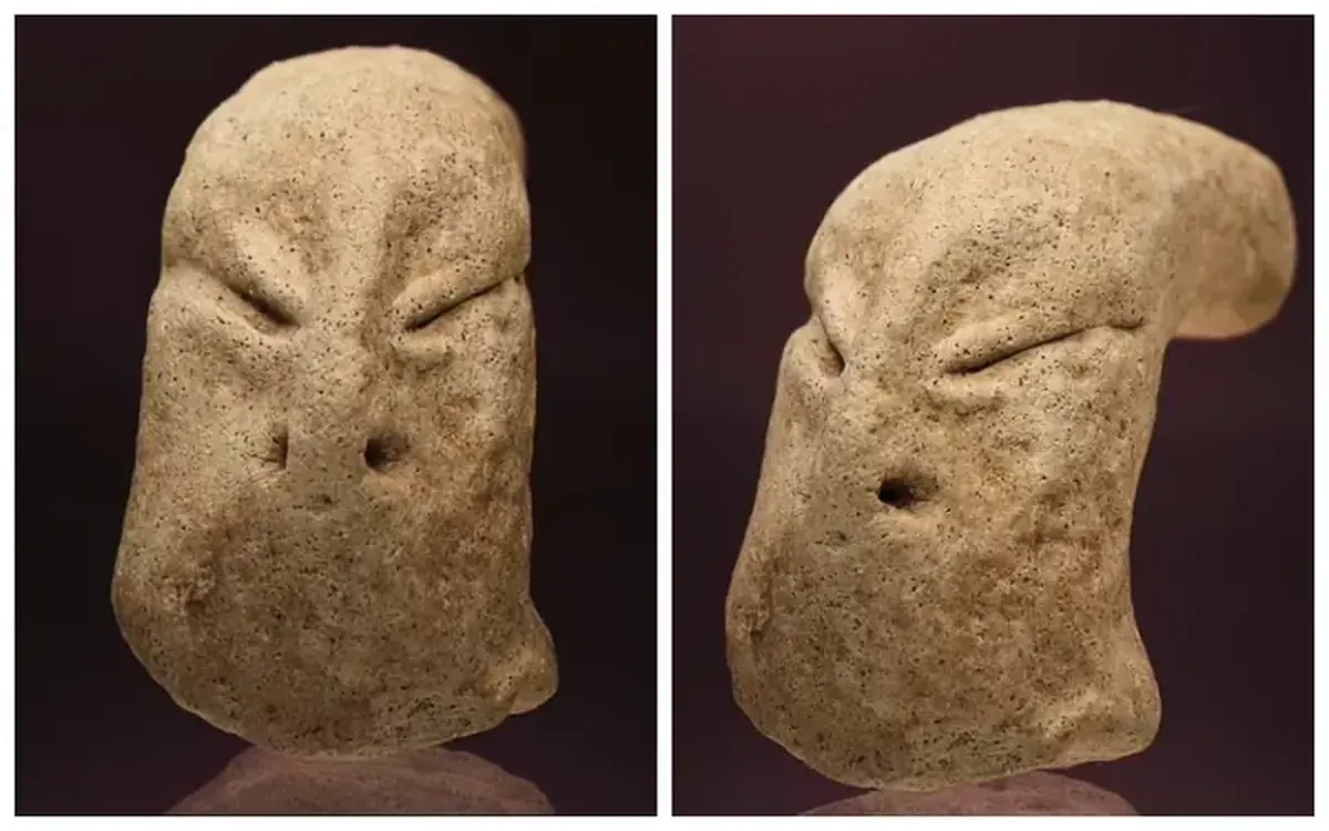 In Kuwait, a clay head of an 