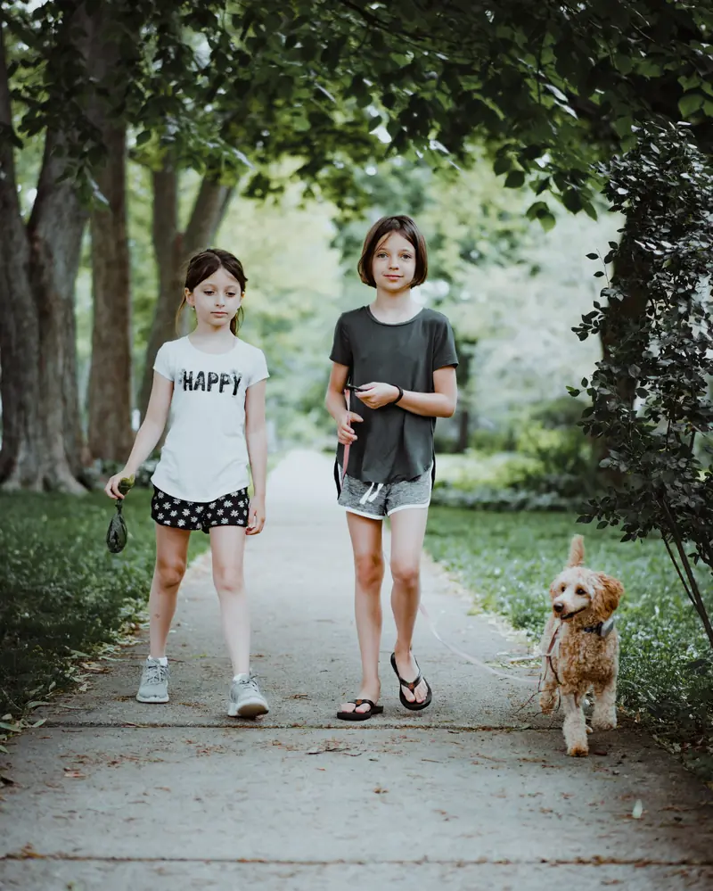 Having a dog at home guarantees a girl's active lifestyle.