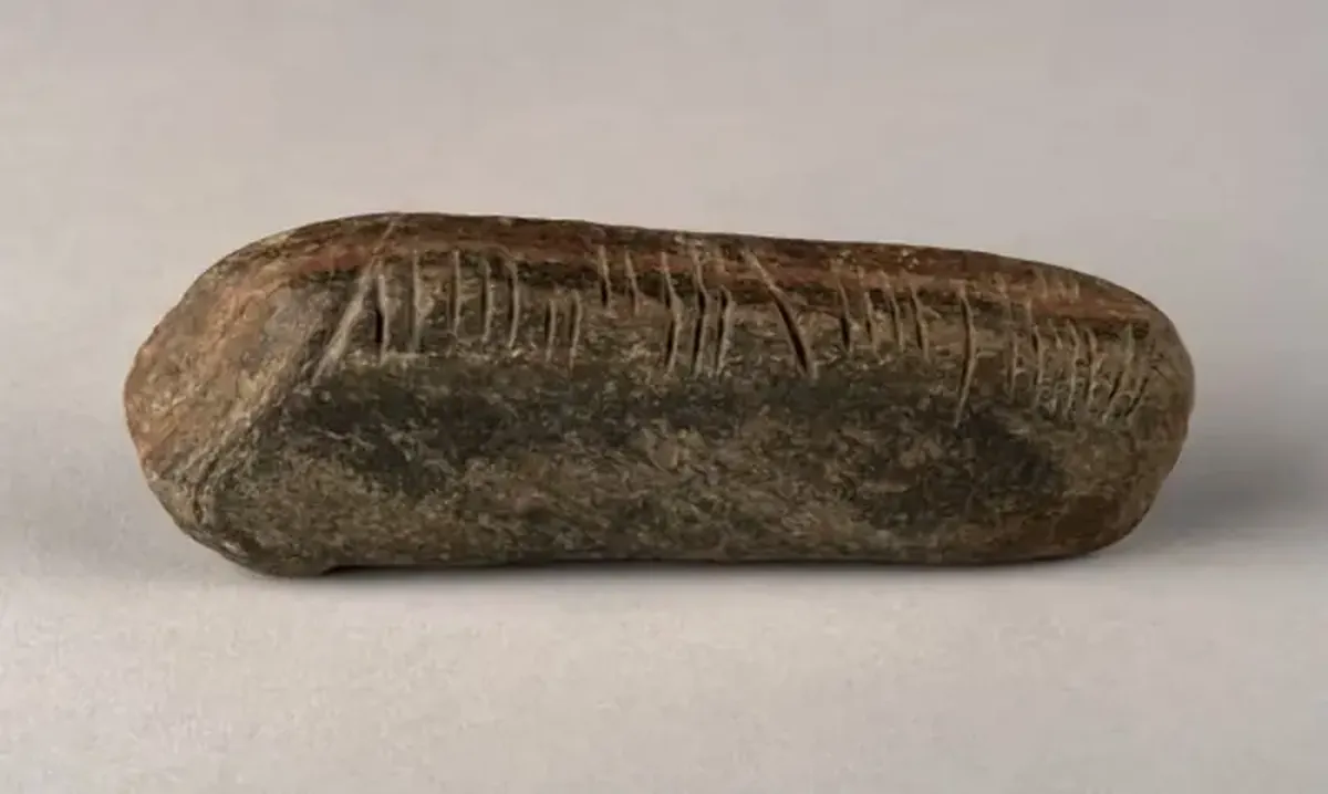 The teacher found a stone with ancient writing in the garden. The artifact is 1600 years old.