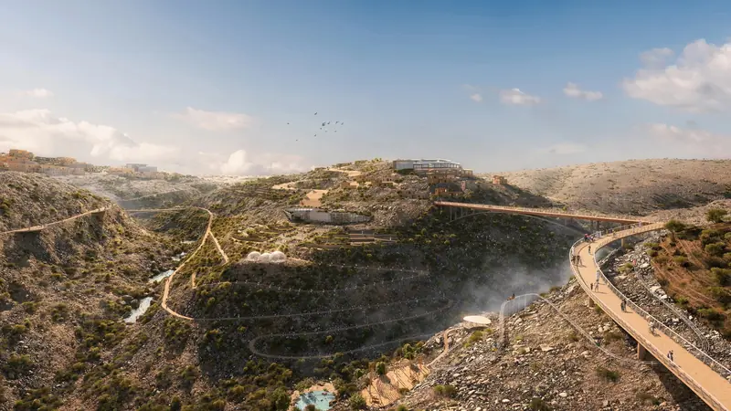 Thrills at dizzying heights: an innovative resort will rise in the mountains of Oman.