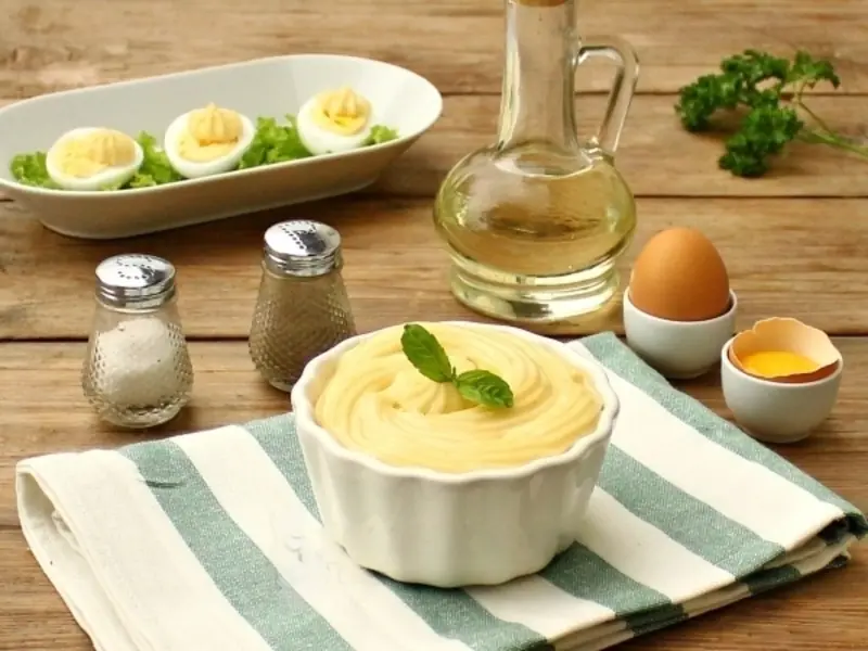 For New Year's Olivier salad: homemade mayonnaise recipe.
