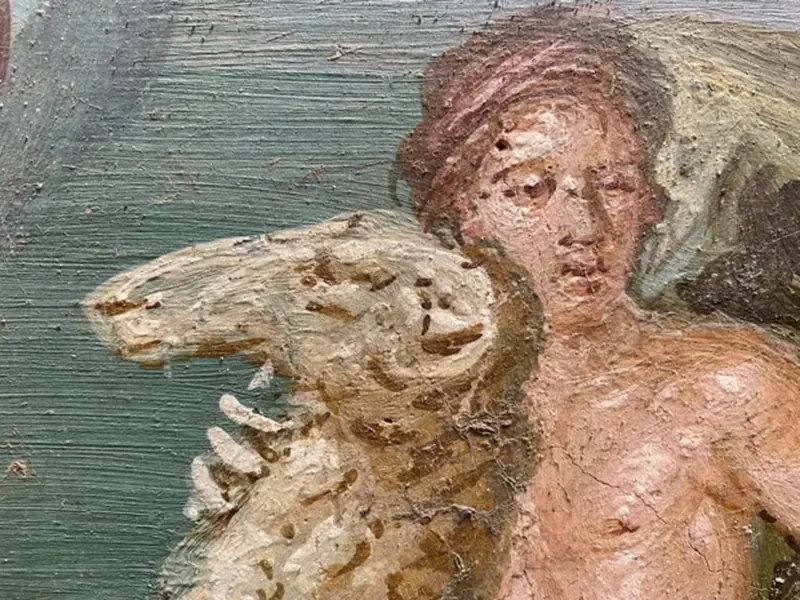 A rare fresco has been discovered in Pompeii, depicting the forbidden mysteries of Dionysus.