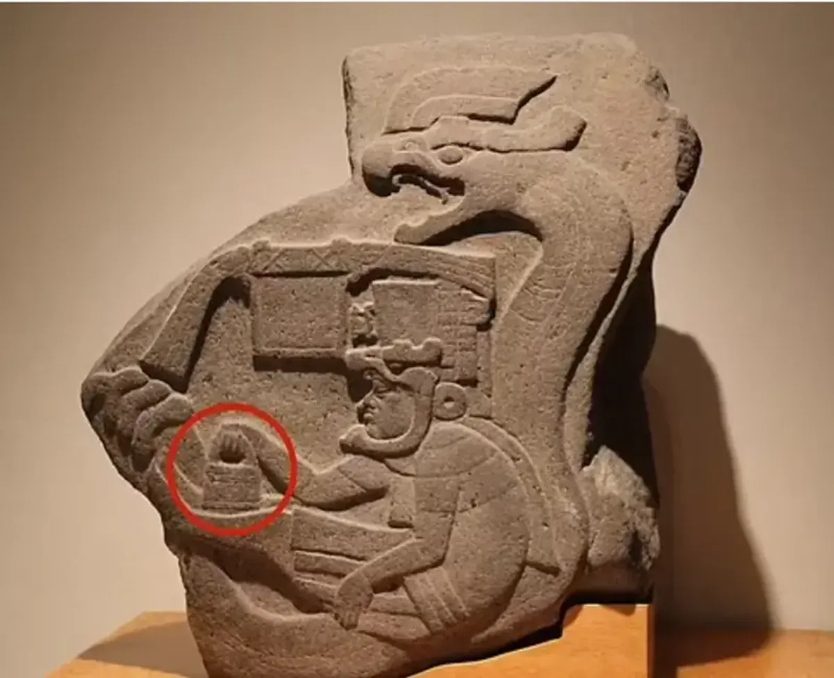 Why are modern women's handbags depicted on ancient monuments?