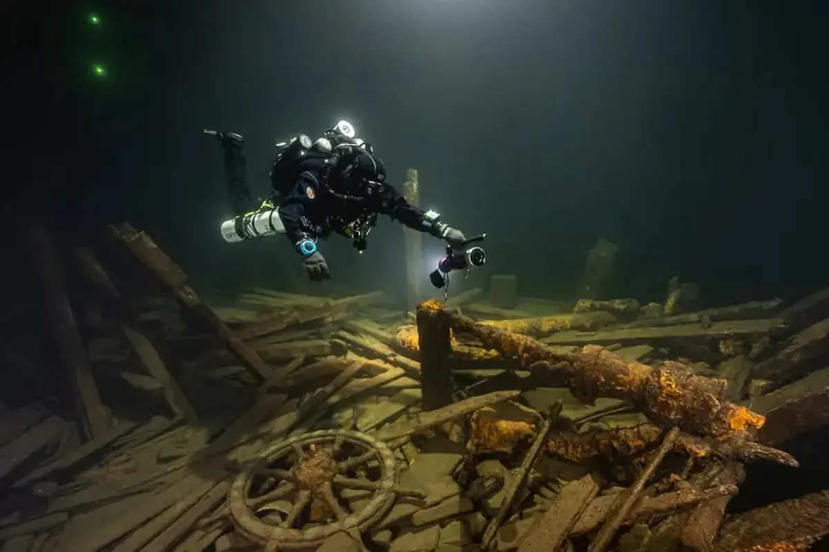 At the bottom near the shores of Sweden lies an ancient ship filled with champagne.