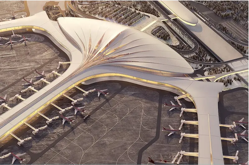 A monumental white feather: an unusual terminal is set to be built at a Chinese airport.