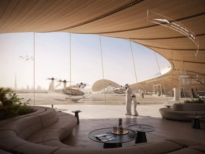 A futuristic terminal for air taxis will be built in Dubai.