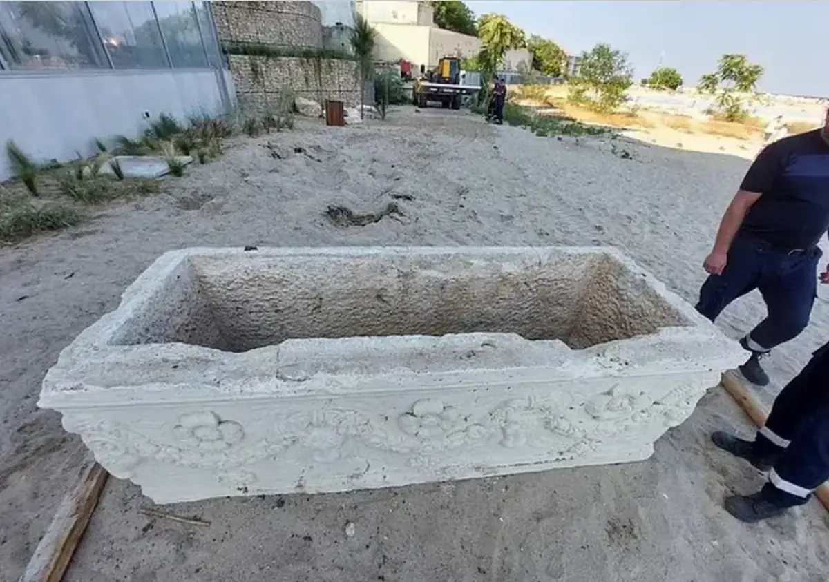 A Roman sarcophagus was discovered in a beach bar in Bulgaria.