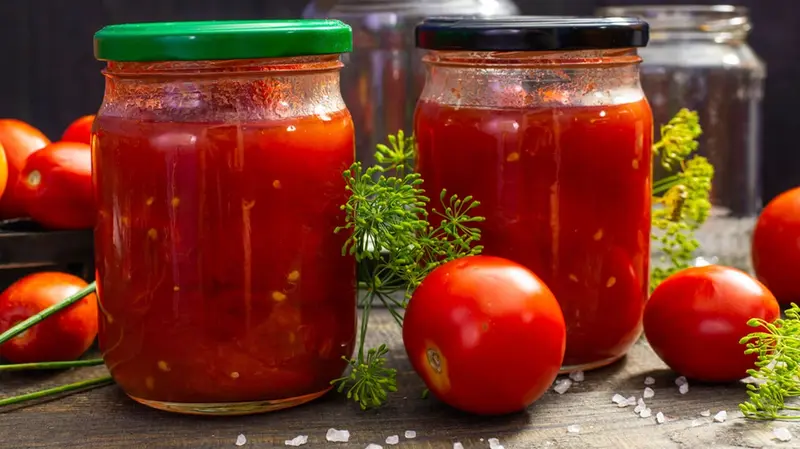 A simple recipe for winter: tomatoes in their own juice.