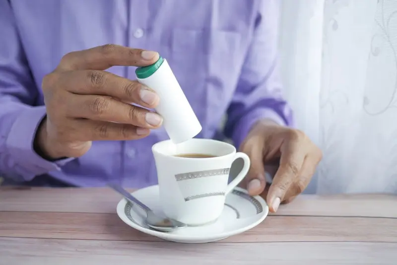 Artificial sweetener in coffee