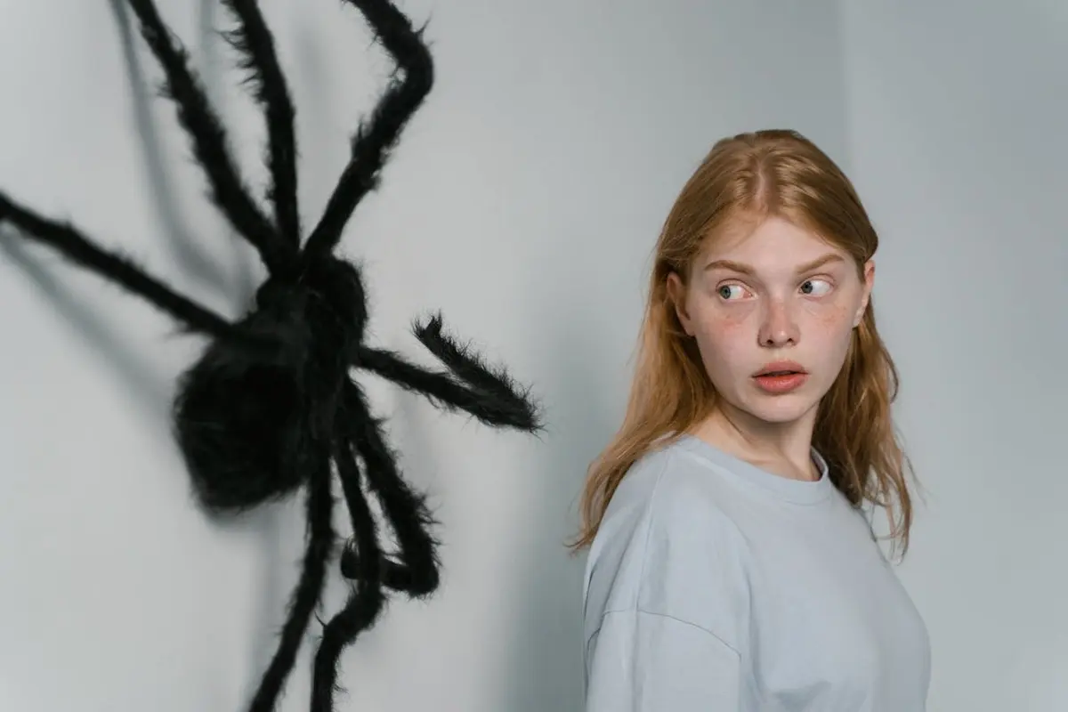 Girl with a giant spider
