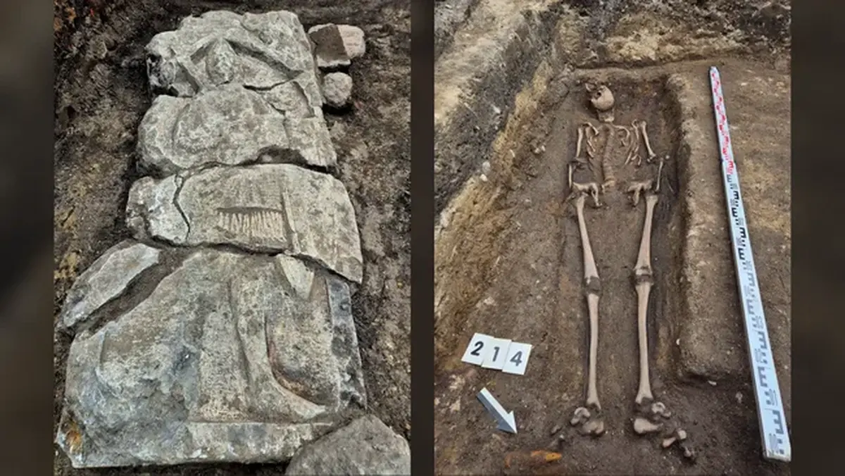 A medieval knight's tomb discovered under an ice cream shop