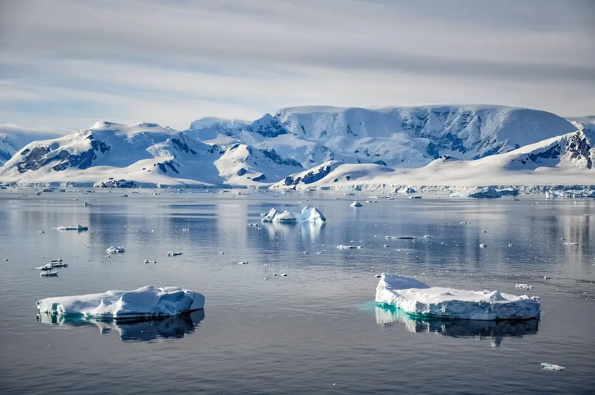 Chunks of ice in the ocean