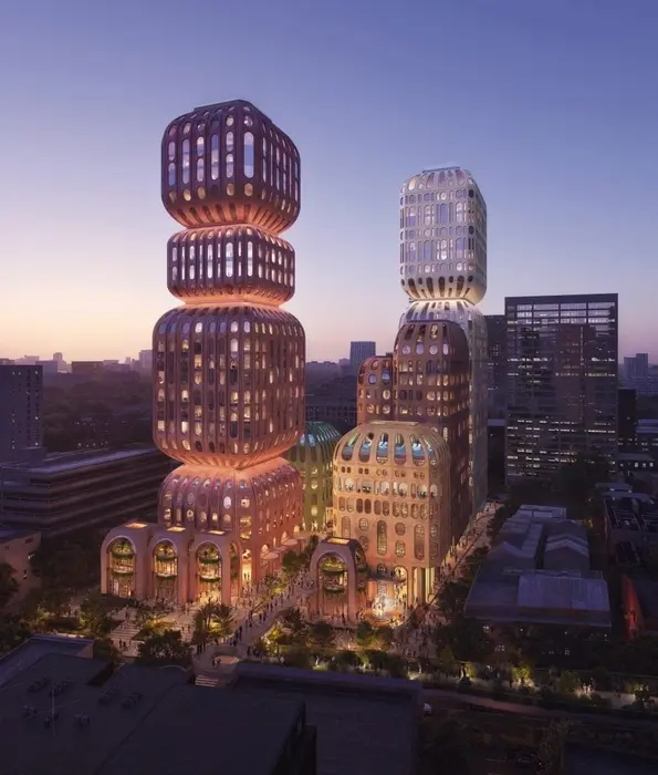 Hotel towers at night