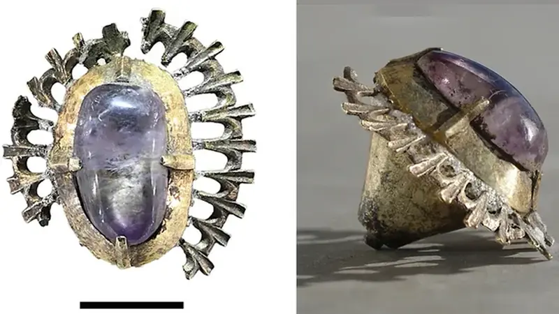 Perhaps the king lost it? A beautiful amethyst set in silver was found near the castle in Poland.