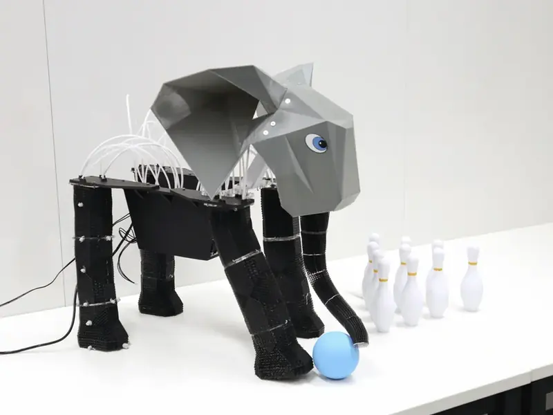 Scientists have 3D-printed a bowling-playing robot elephant.