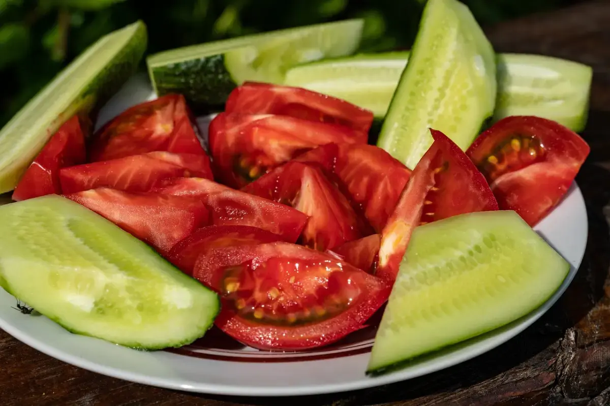Cucumbers and tomatoes