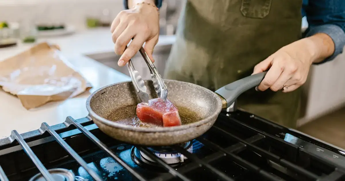 Steak in a frying pan