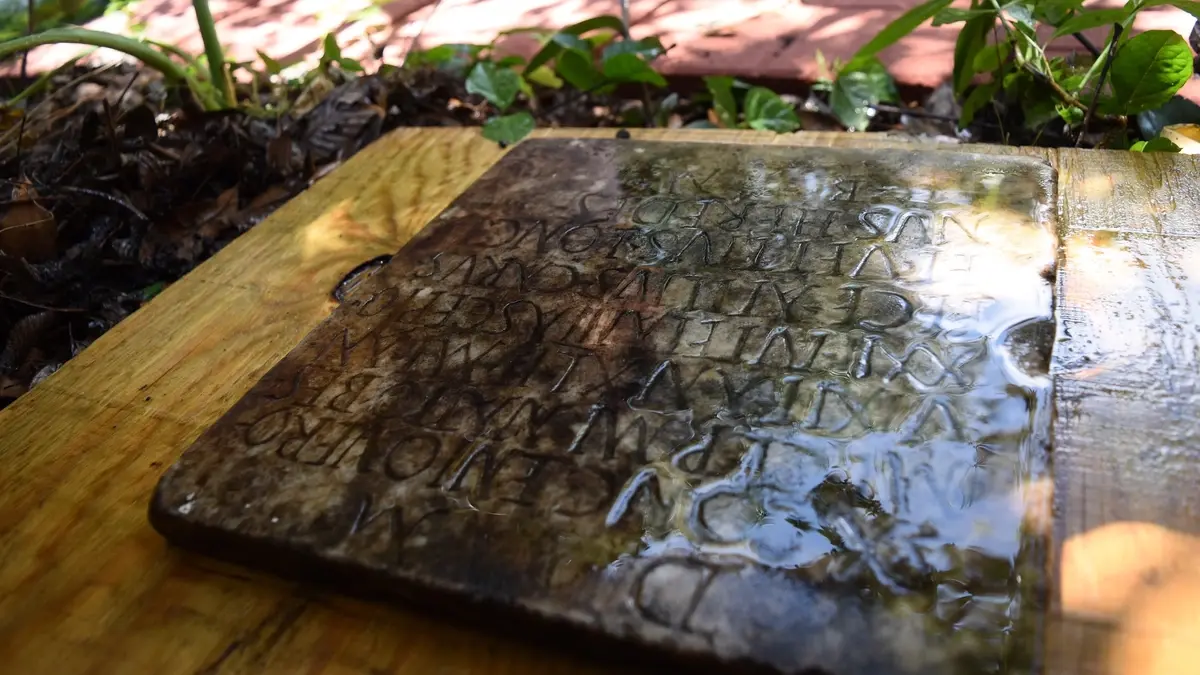 A family from the USA discovered an ancient Roman tombstone in their garden