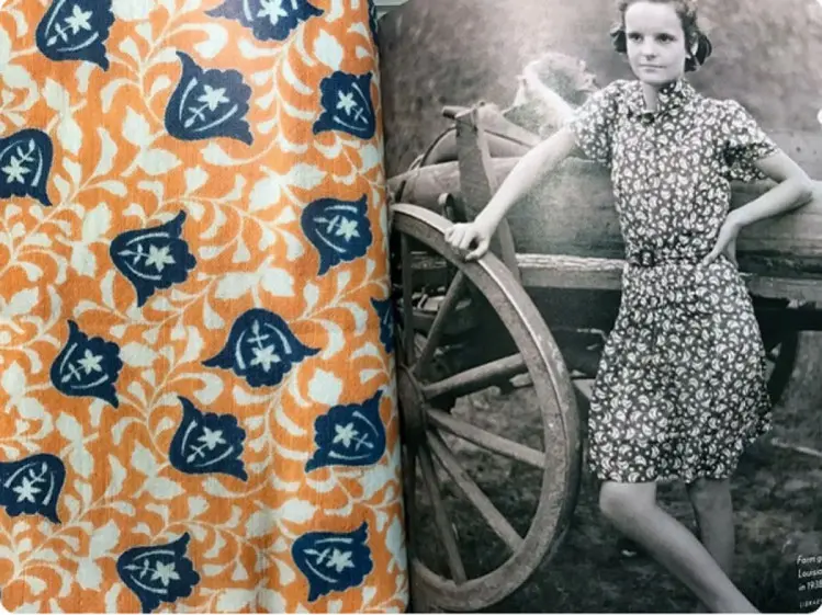 Patterned burlap and a dress made from it