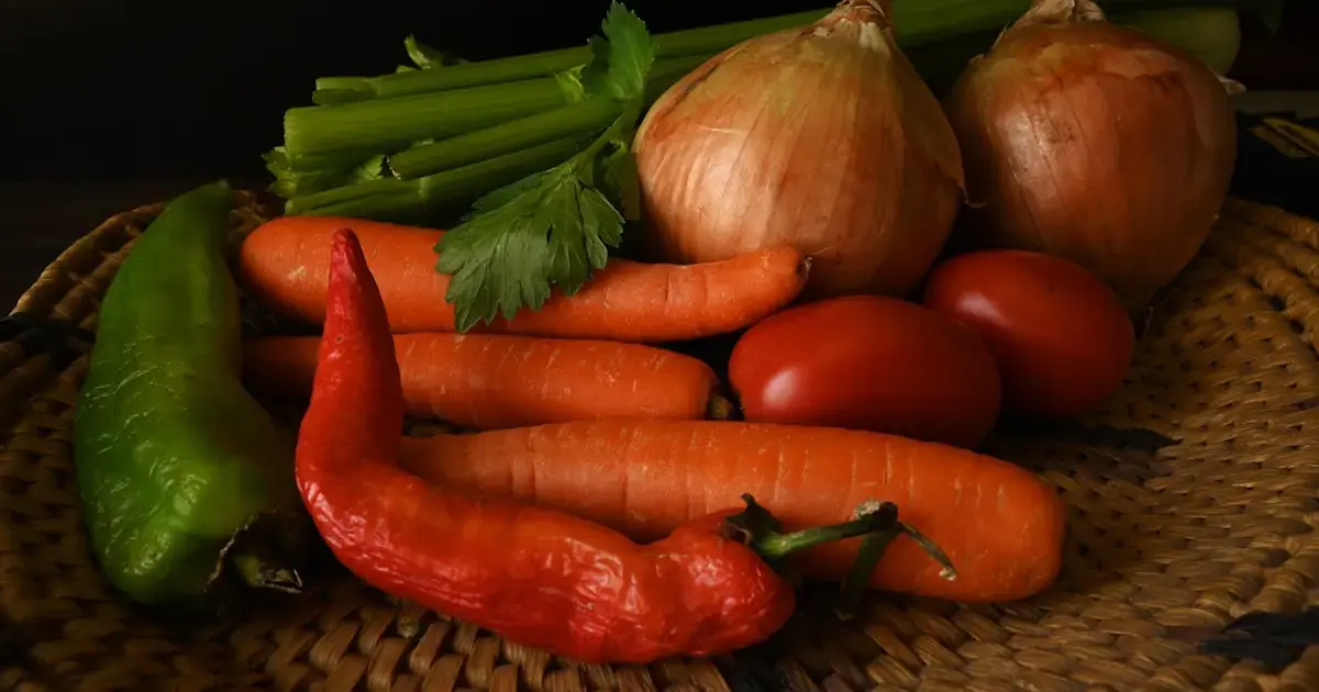 vegetables on a table