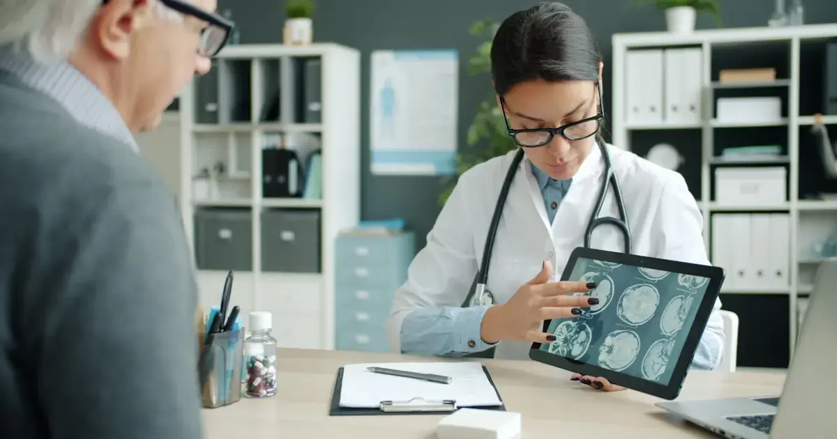 Doctor showing a brain scan