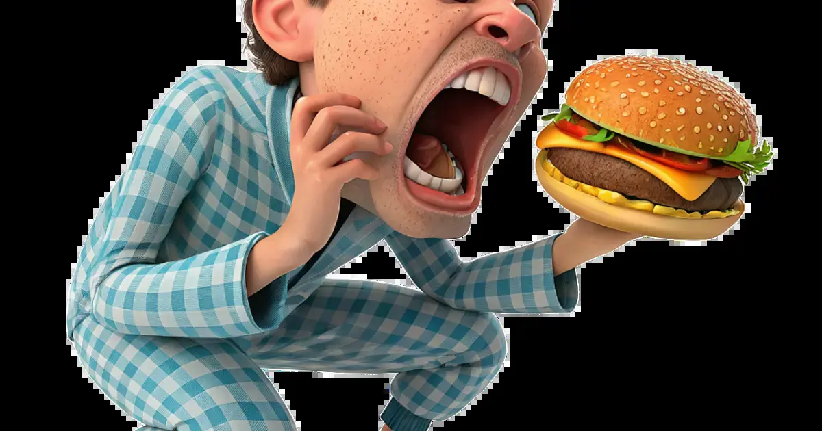 man eating a hamburger