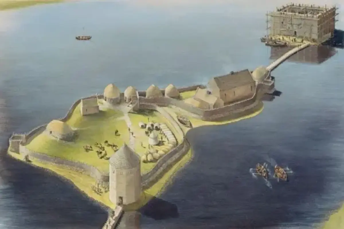 Reconstruction of a Scottish castle on the island