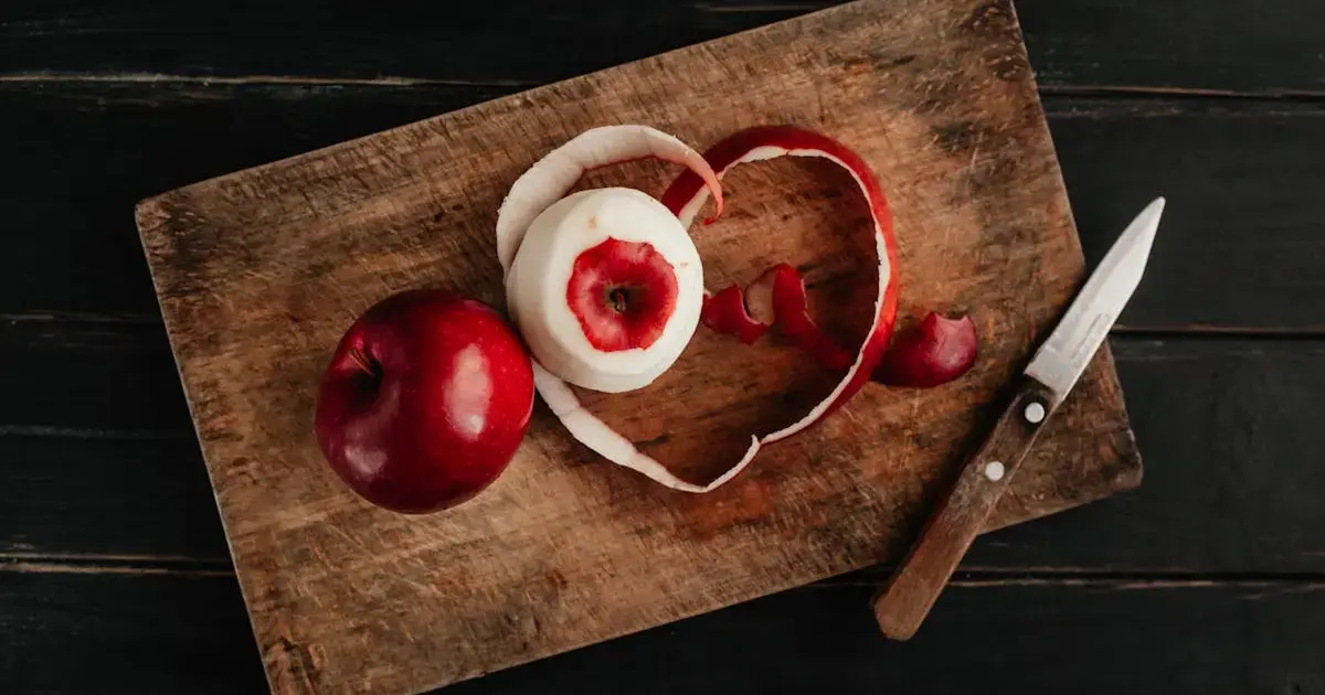 apple on a cutting board