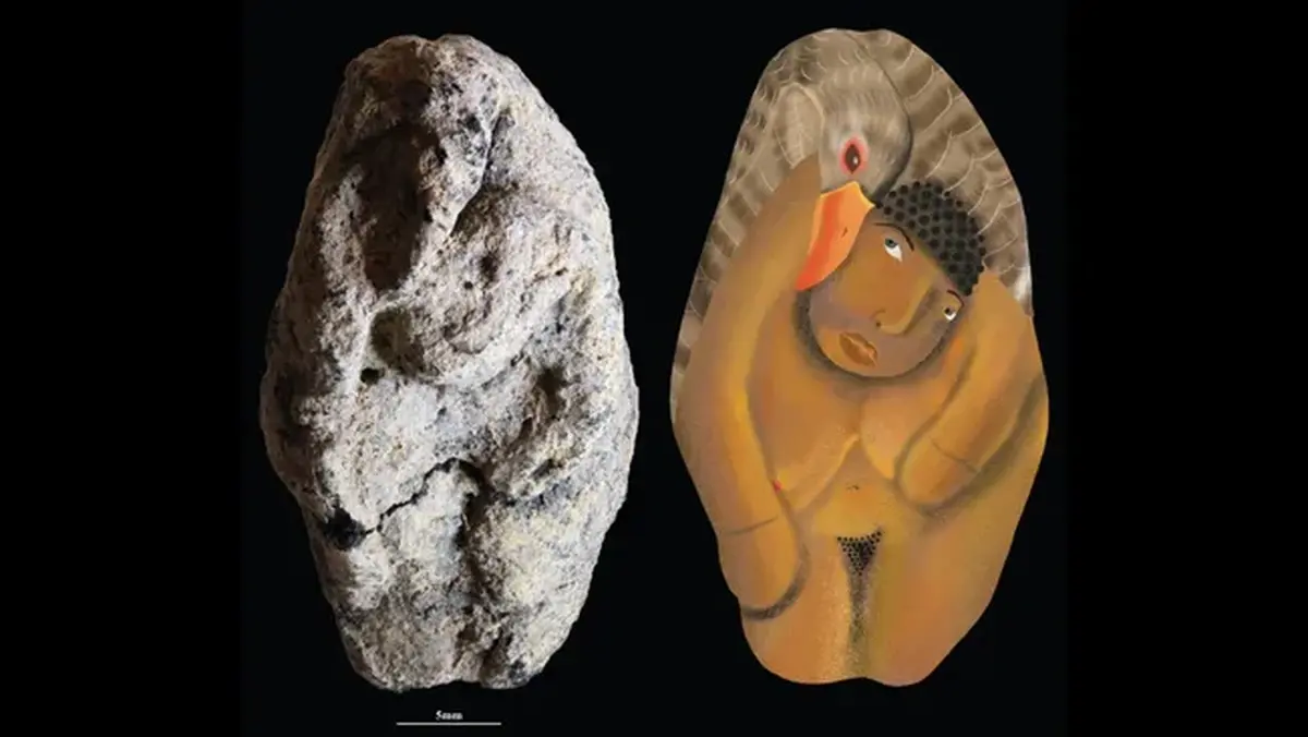 Before Leda and the Swan. In Israel, archaeologists uncovered a 12,000-year-old figurine of a bird and a woman in a moment of tenderness