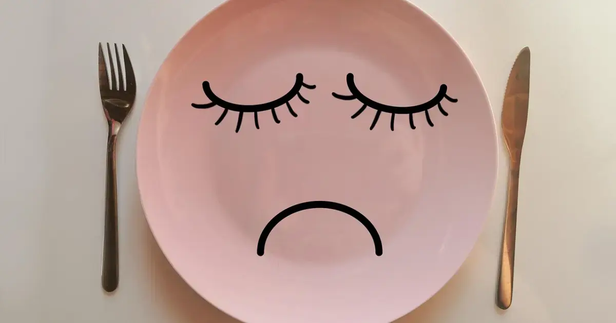 empty plate, fork, knife