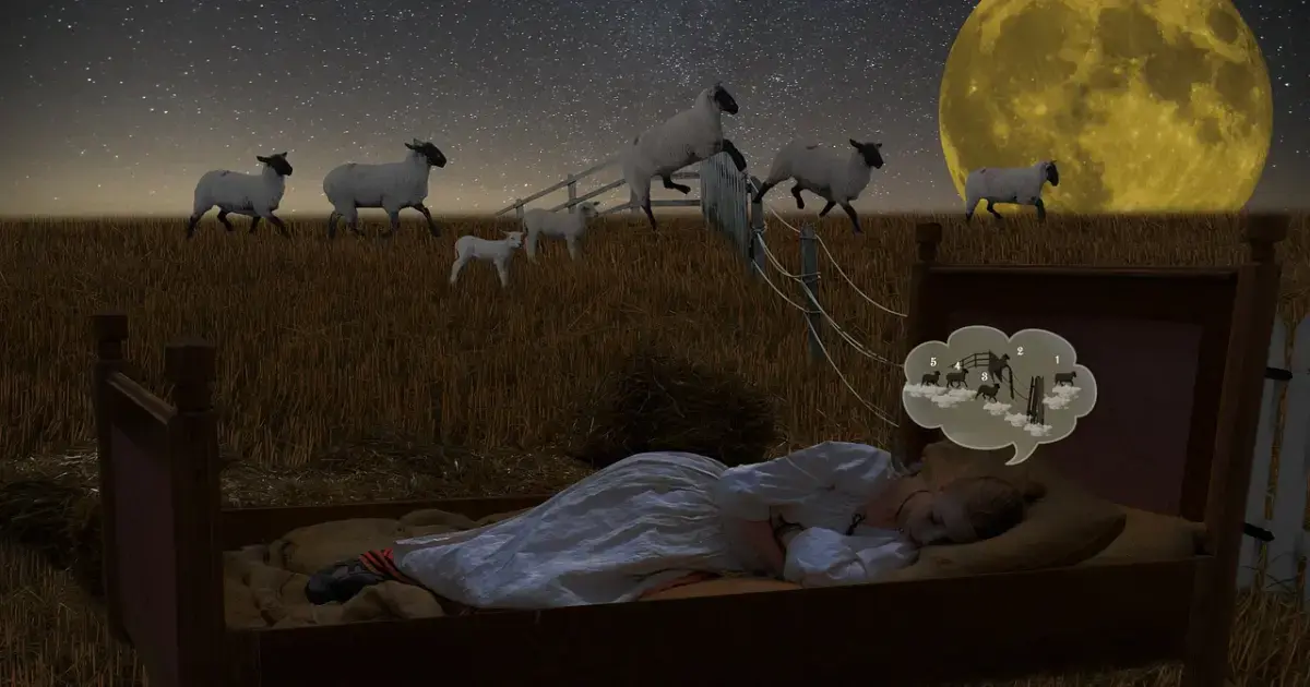person counting sheep while falling asleep
