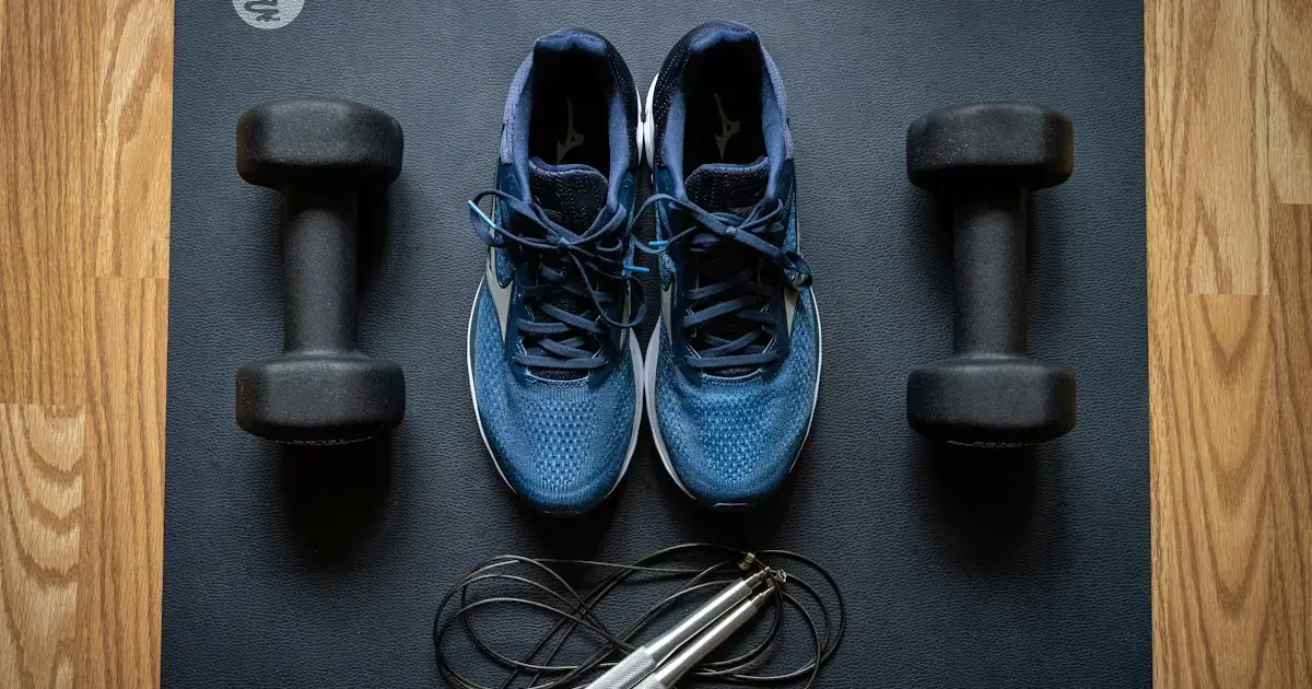 exercise equipment and sneakers