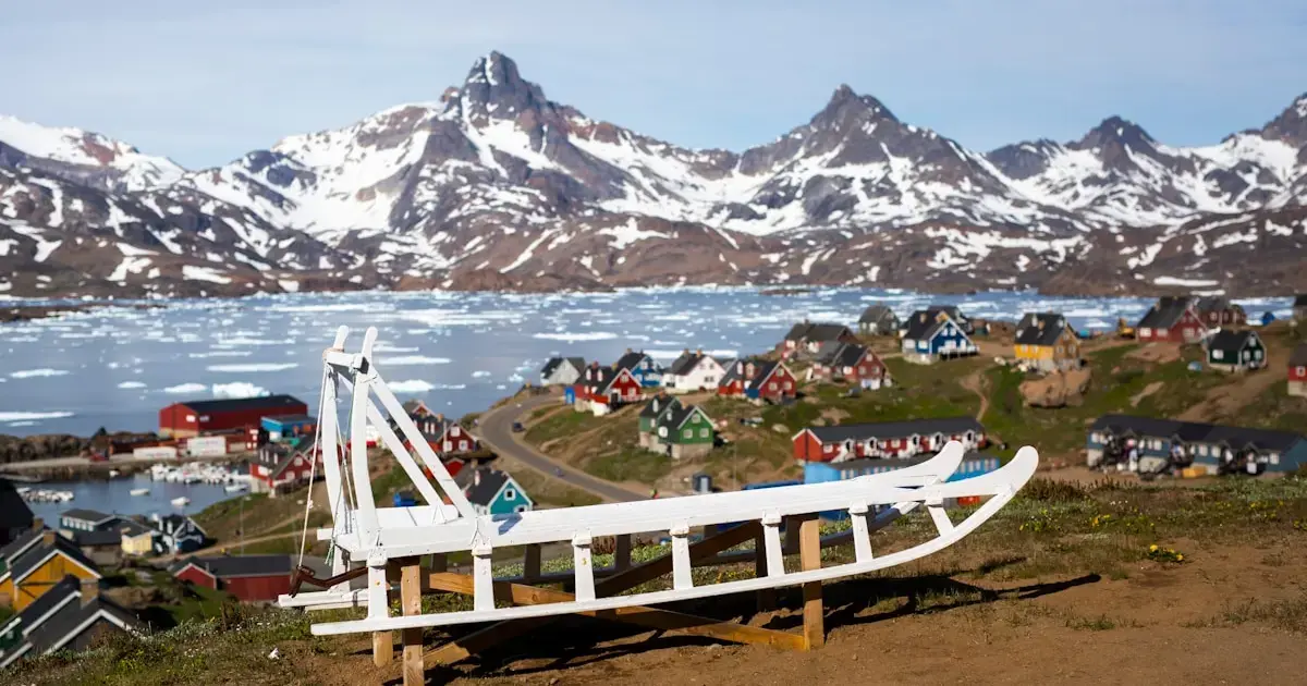 ship on land in Greenland