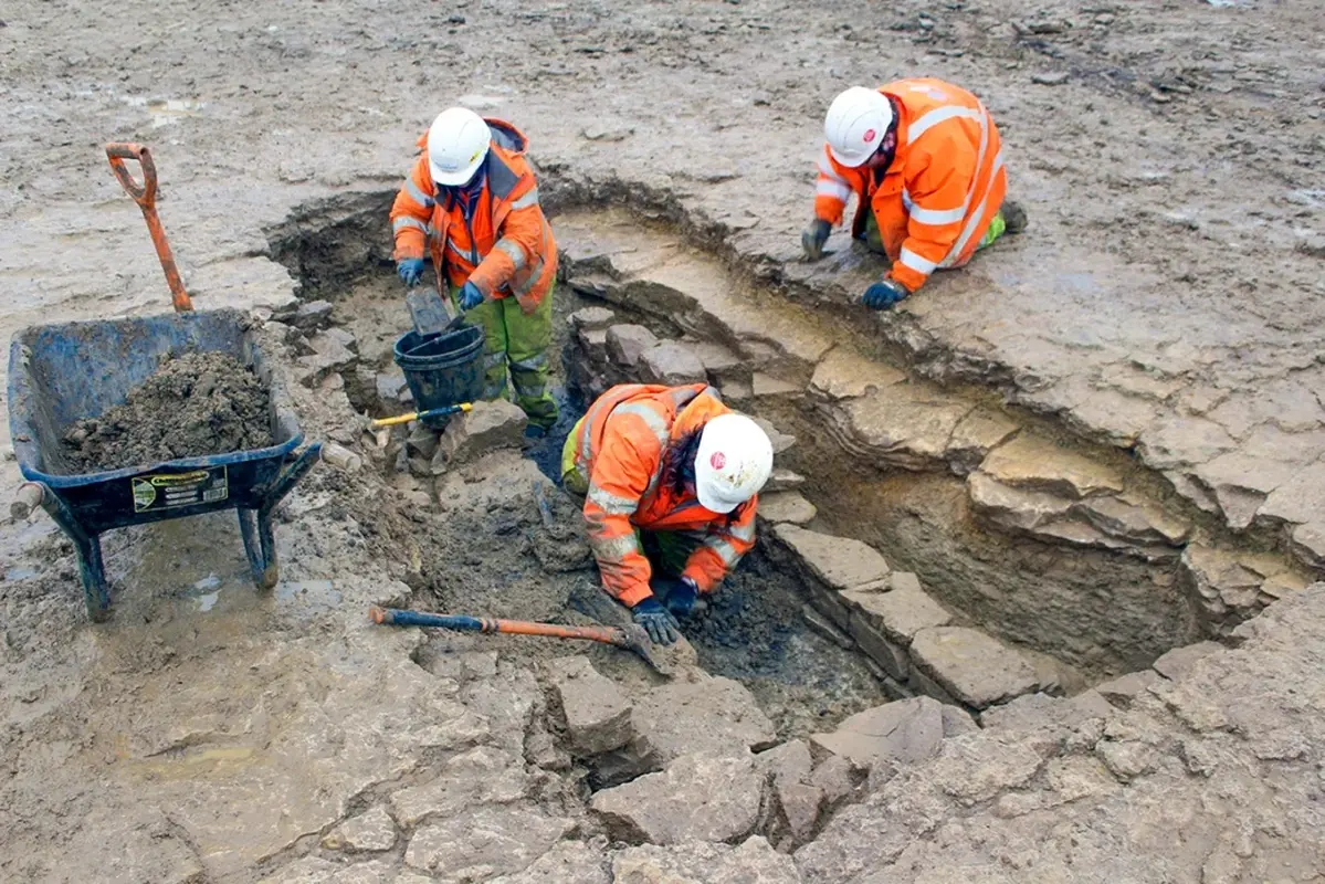 Excavations in England near a Roman road