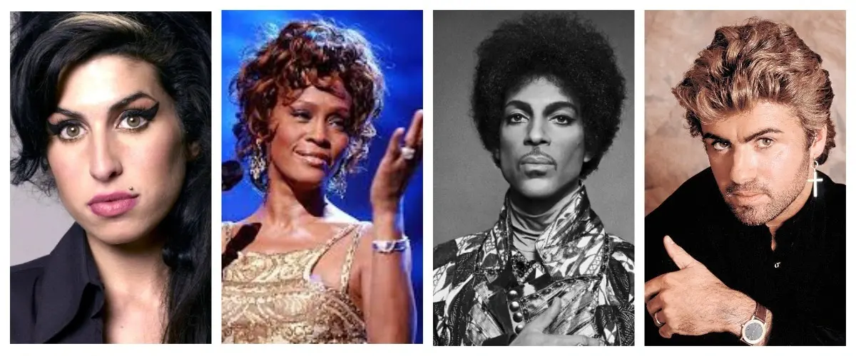 Amy Winehouse, Whitney Houston, Prince, George Michael