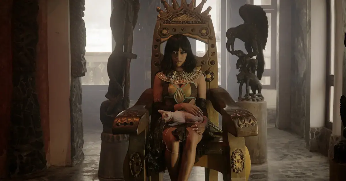 Ancient Egyptian woman with a cat