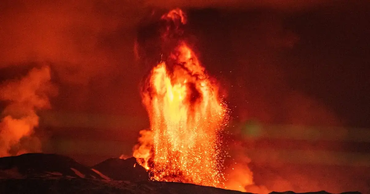 volcano ejecting flames